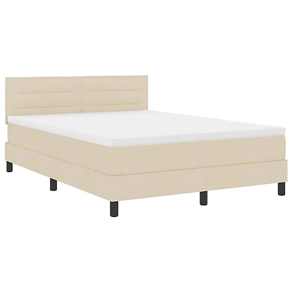 vidaXL Boxspringbett mit Matratze mit LED Creme 140 x 200 cm Stoff 3342140 günstig online kaufen