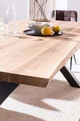 Home affaire Esstisch "Tristan" massive Balkeneiche geölt mit Baumkante günstig online kaufen