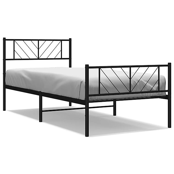 vidaXL Bett Bettgestell mit Kopf- und Fußteil Metall Schwarz 75x190 cm günstig online kaufen