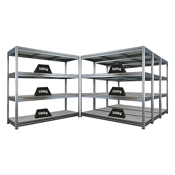 PROREGAL Mega Deal 4x Schwerlastregal Dino HxBxT 180x200x60cm 4 Melamin-Ebe günstig online kaufen