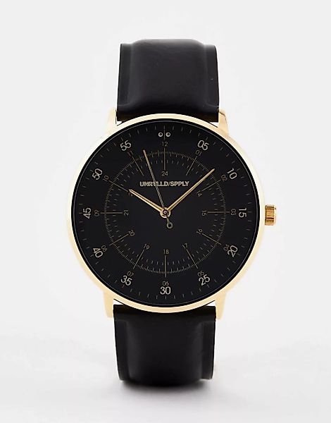ASOS DESIGN – Klassische Uhr mit goldenen Akzenten und Armband aus Kunstled günstig online kaufen