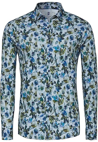 DESOTO Hemd Druck Blumen Blau  - Größe S günstig online kaufen
