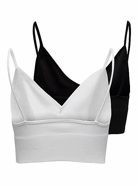 ONLY Bustier "ONLVICKY RIB S-LESS V-NECK 2-PACK TOP" günstig online kaufen