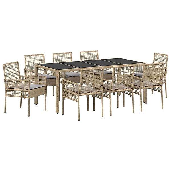 vidaXL Garten Essgruppe 9-Tlg Beige Poly Rattan 3334884 günstig online kaufen