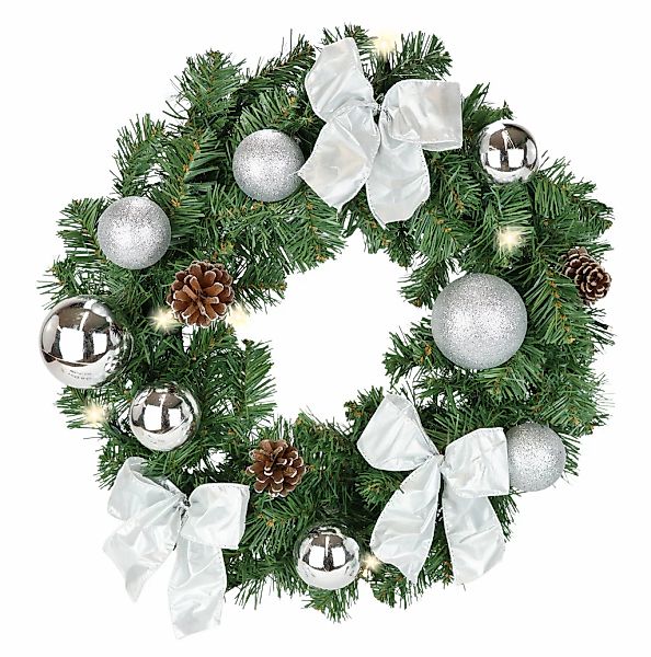 I.GE.A. Kunstkranz "LED-Weihnachtskranz dekoriert" Kranz mit Kugeln Schleif günstig online kaufen