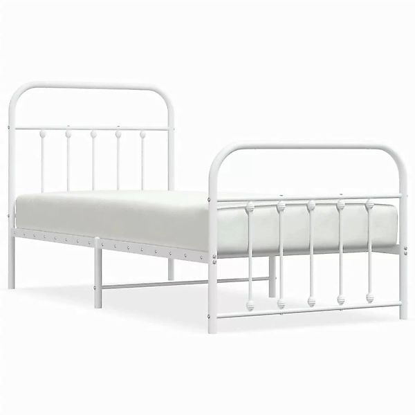 vidaXL Bettgestell mit Kopf- und Fußteil Metall Weiß 90x190 cm Modell 41846 günstig online kaufen