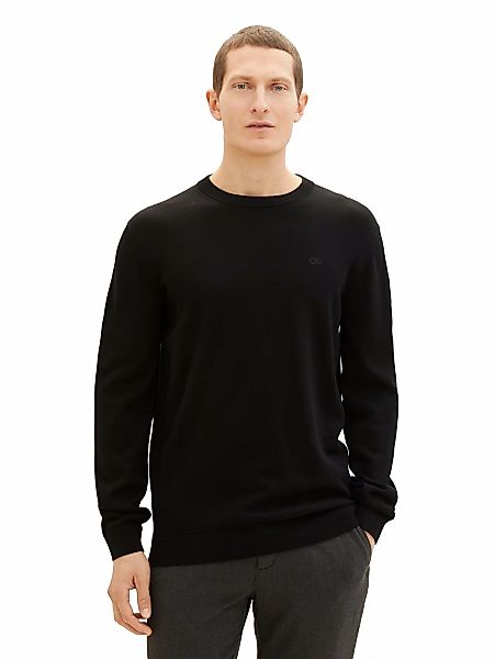 TOM TAILOR Rundhalspullover mit Logostickerei günstig online kaufen