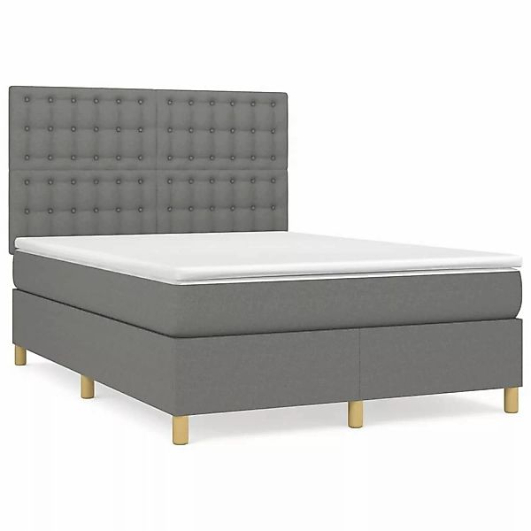 vidaXL Boxspringbett mit Matratze Dunkelgrau 140x200 cm Stoff1366942 günstig online kaufen