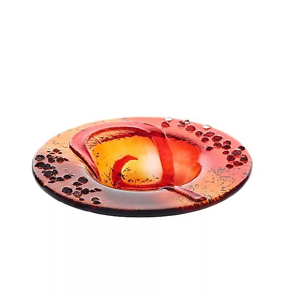 Kerzenhalter Kerzenteller Schälchen rund Deko Fusing Glas rot 16cm Handmade günstig online kaufen