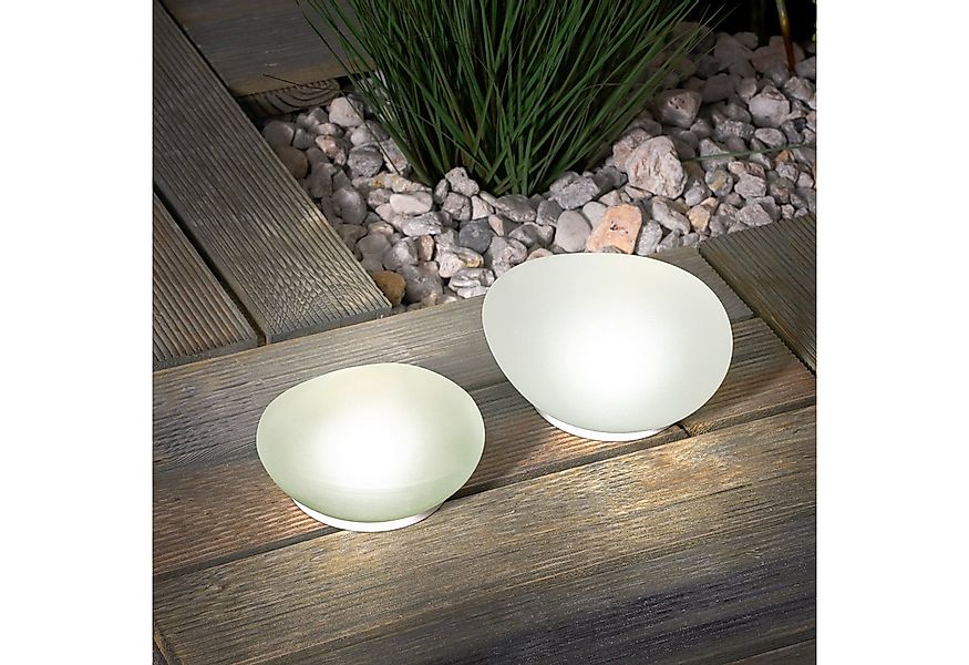 esotec LED Gartenleuchte 2er Set Solar Echtglas Leuchtsteine 4100K neutralw günstig online kaufen