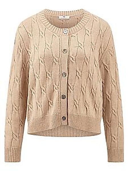 Strickjacke Rundhals-Ausschnitt Peter Hahn beige günstig online kaufen