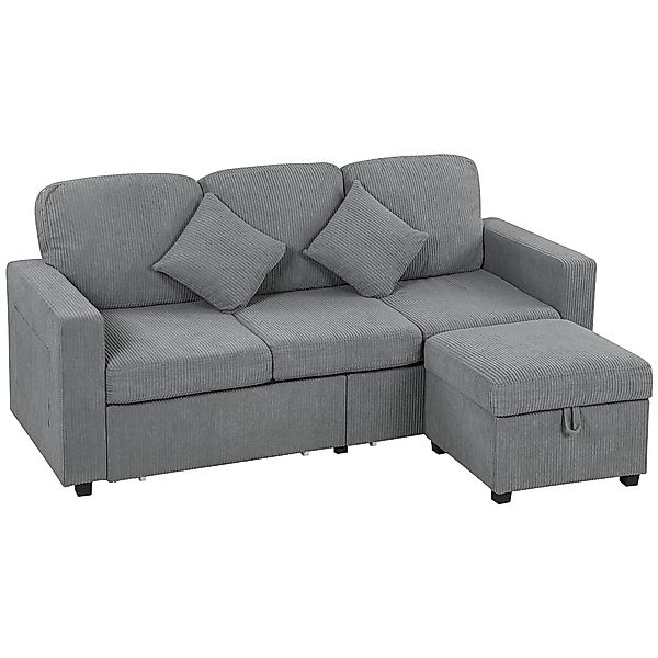 HOMCOM Ecksofa 3-Sitzer Modulares Ecksofa aus Ripp-Velours 196x139x85 cm mi günstig online kaufen