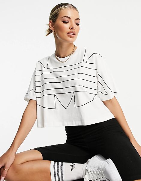 adidas Originals – Weißes T-Shirt mit großem Logo günstig online kaufen