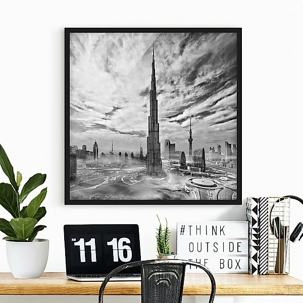 Bild mit Rahmen Architektur & Skyline - Quadrat Dubai Super Skyline günstig online kaufen
