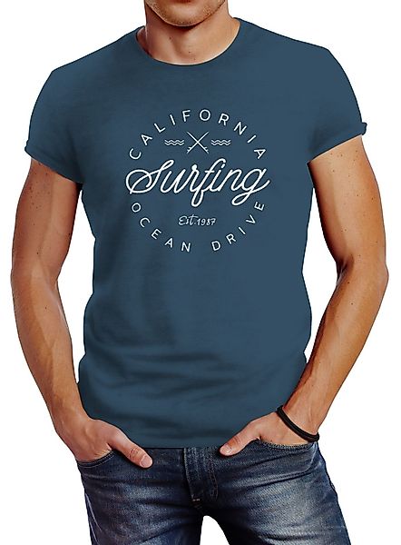 Neverless Print-Shirt Herren T-Shirt California Surfing günstig online kaufen