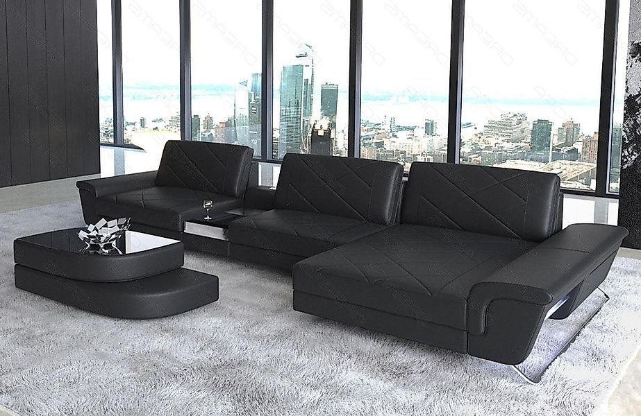 Sofa Dreams Ecksofa Leder Sofa Bari L Form Ledersofa, Couch, mit LED, verst günstig online kaufen