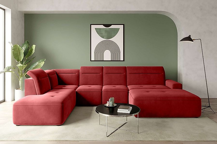 99rooms Wohnlandschaft Elvaro, Sofa, U-Form, Rundumbezug aus Velours PALLAD günstig online kaufen
