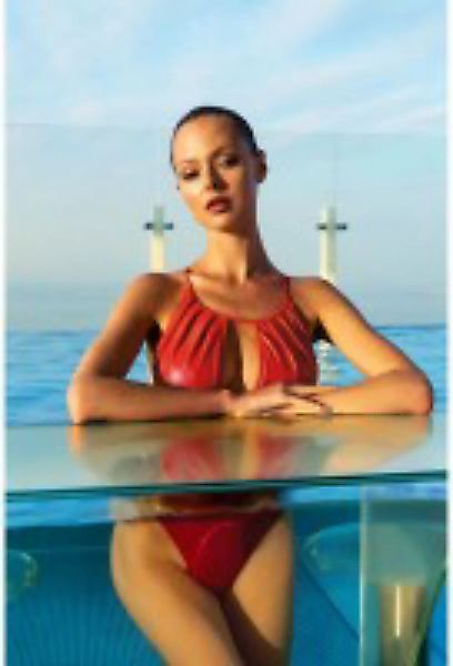 Badeanzug mit tiefem Ausschnitt - rot günstig online kaufen