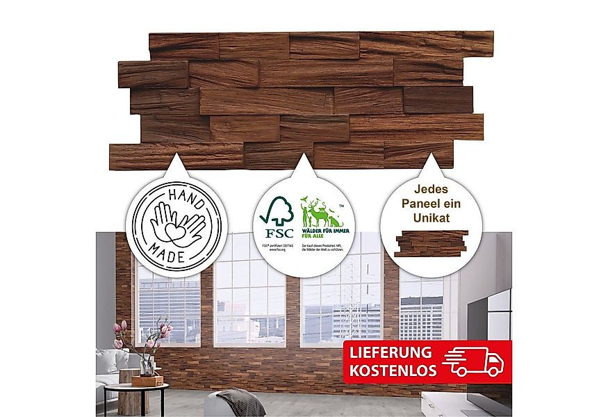 INDO 3D Wandpaneel Muster Axewood FSC Bangkirai, BxL: 20,00x50,00 cm günstig online kaufen