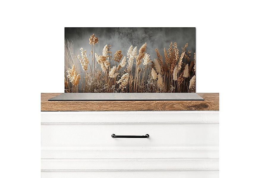 MuchoWow Küchenrückwand Getrocknete Feldblumen - Grau - Beton, (1-tlg), Spr günstig online kaufen