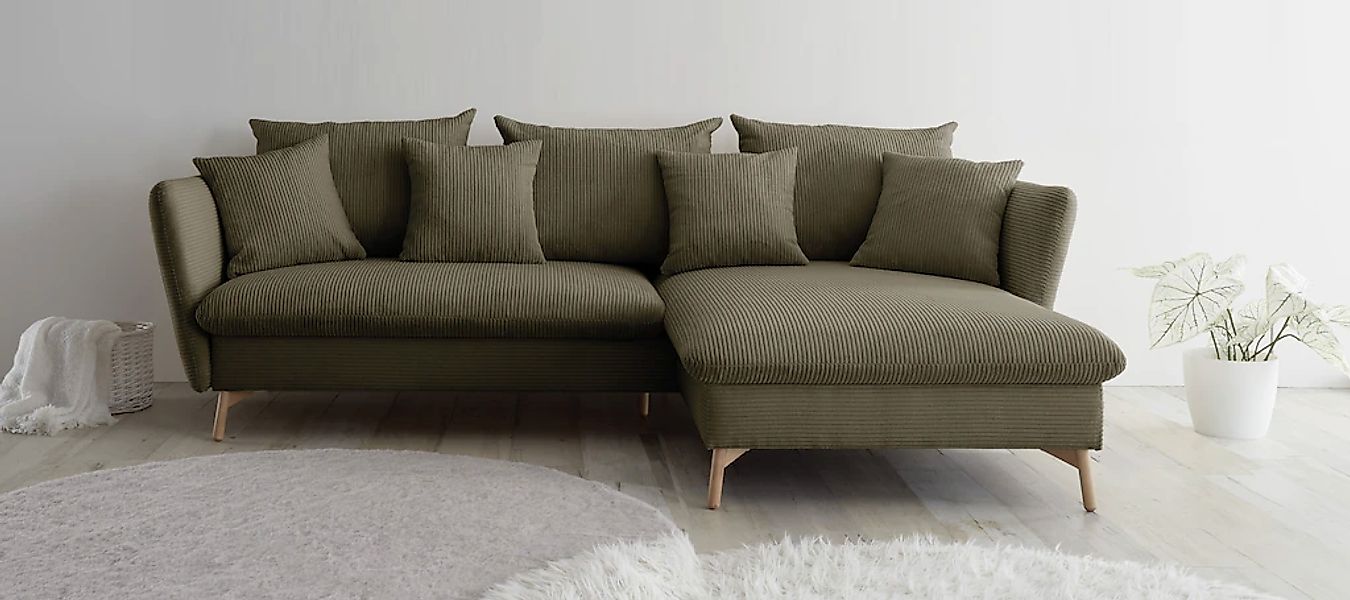 OTTO home Ecksofa "MERLE, 258 cm, L-Form, traumhafter Cord," mit Bettfunkti günstig online kaufen