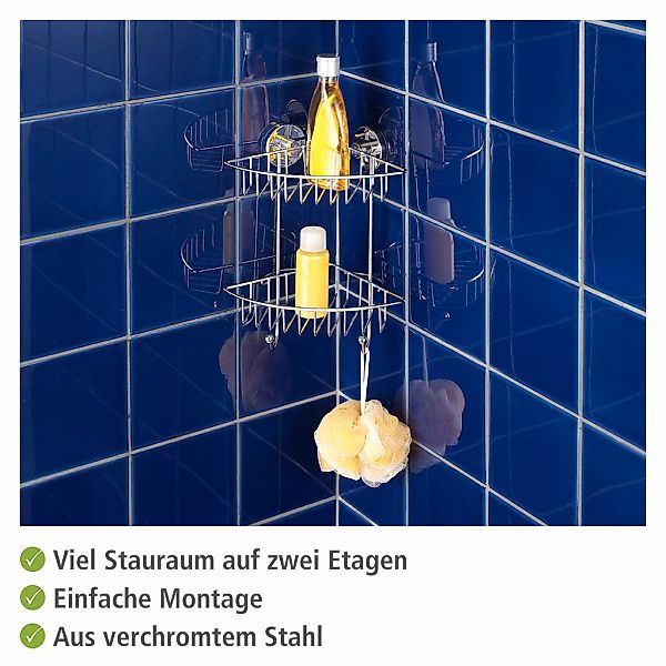 Wenko Vacuum-Loc Eckregal Bari Chrom 2 Etagen günstig online kaufen