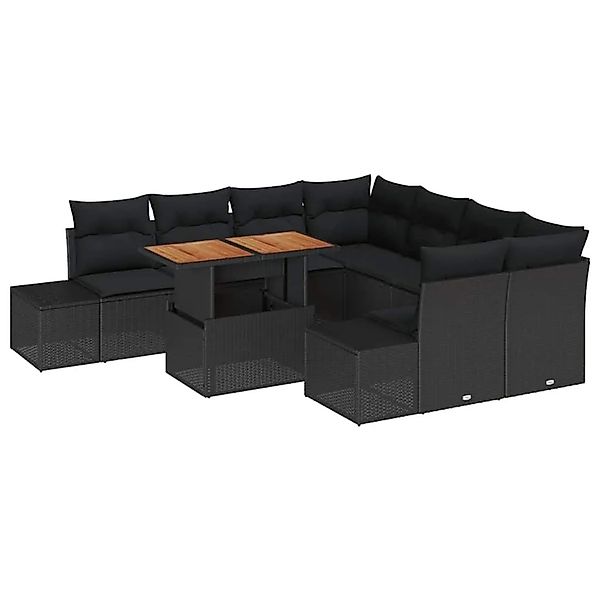 vidaXL Garten Essgruppe mit Kissen 9-Tlg Schwarz und Braun 3349946 günstig online kaufen