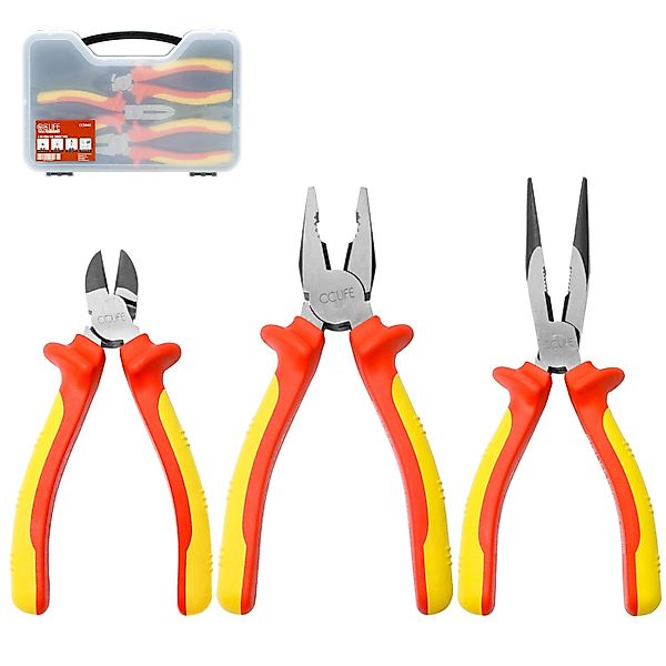 CCLIFE 3tlg VDE Zangenset 1000V Universal Kombizange 170mm Flachrundzange 1 günstig online kaufen