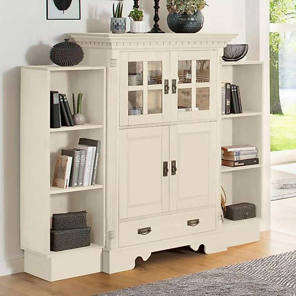 Wohnzimmer Set im Landhausstil Weiß Kiefer massiv (dreiteilig) günstig online kaufen
