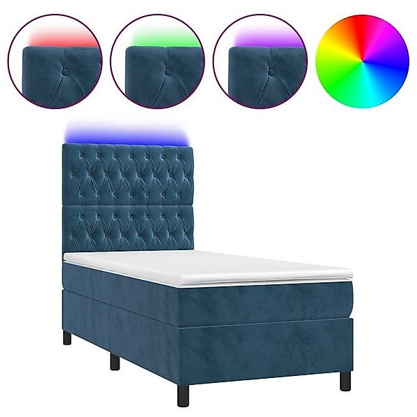 vidaXL Boxspringbett Boxspringbett mit Matratze LED Dunkelblau 90x190 cm Sa günstig online kaufen