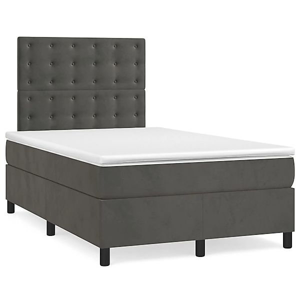 vidaXL Boxspringbett mit Matratze Dunkelgrau 120x200 cm Samt 3143254 günstig online kaufen