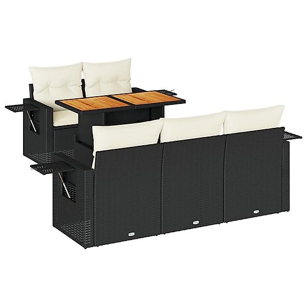 vidaXL 6-Tlg Garten-Sofagarnitur mit Kissen Schwarz Poly Rattan 3327101 günstig online kaufen