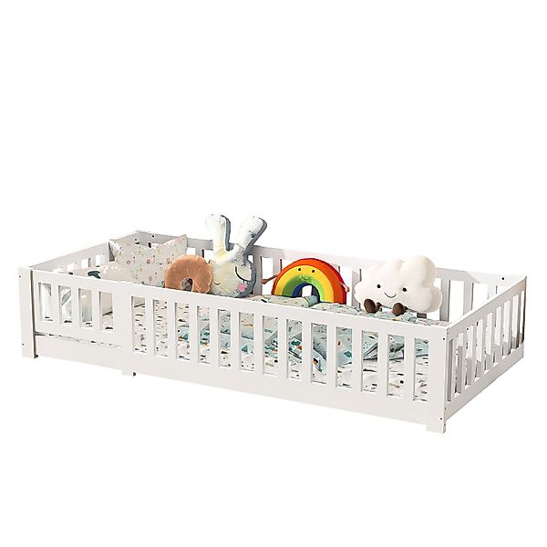 SEEZSSA Einzelbett Massivholzbett Holzbett Weiß Einzelbett günstig online kaufen