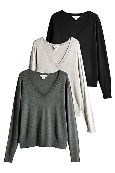 The Set V-Ausschnitt-Pullover The Set Feinstrickpulli günstig online kaufen