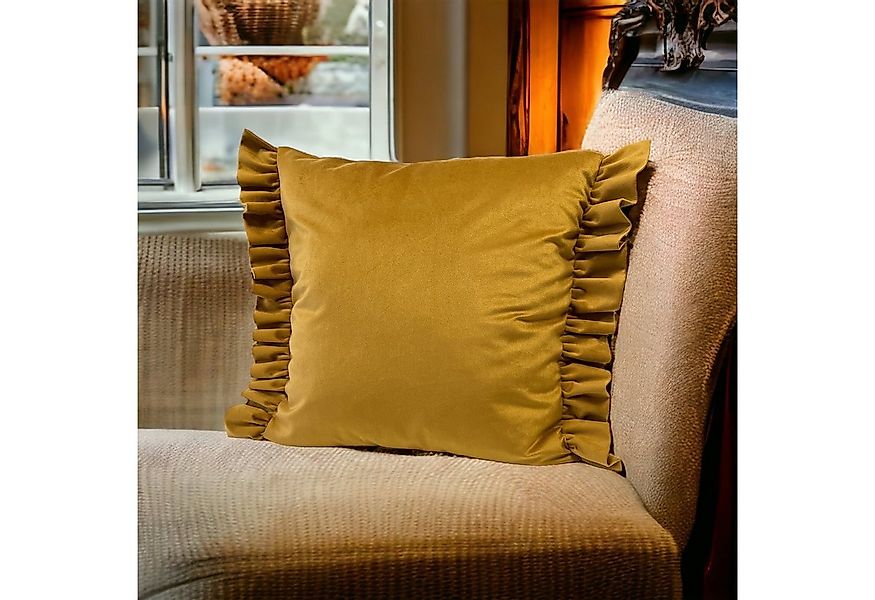 RoKo-Textilien Kissenbezug Kissenbezug mit Rüschen Samt Velvet Art Kissenhü günstig online kaufen