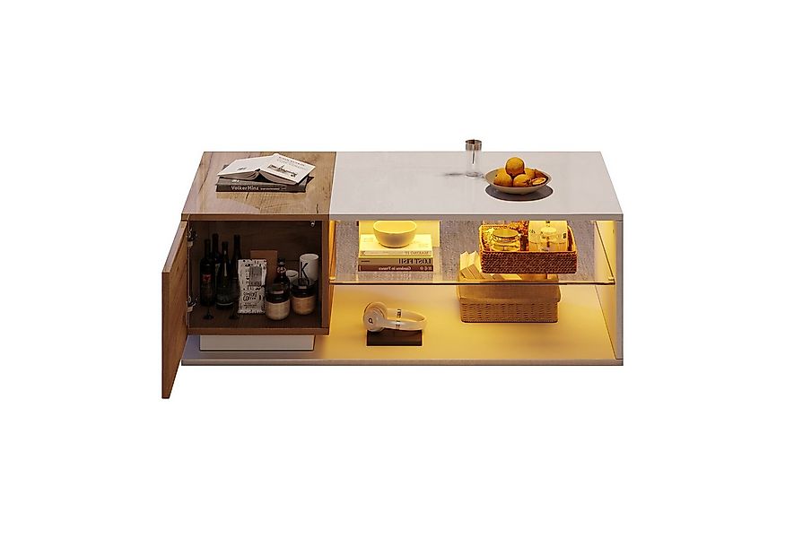 Merax Couchtisch hochglanz Sofatisch Beistelltisch mit LED-Beleuchtung (1-S günstig online kaufen