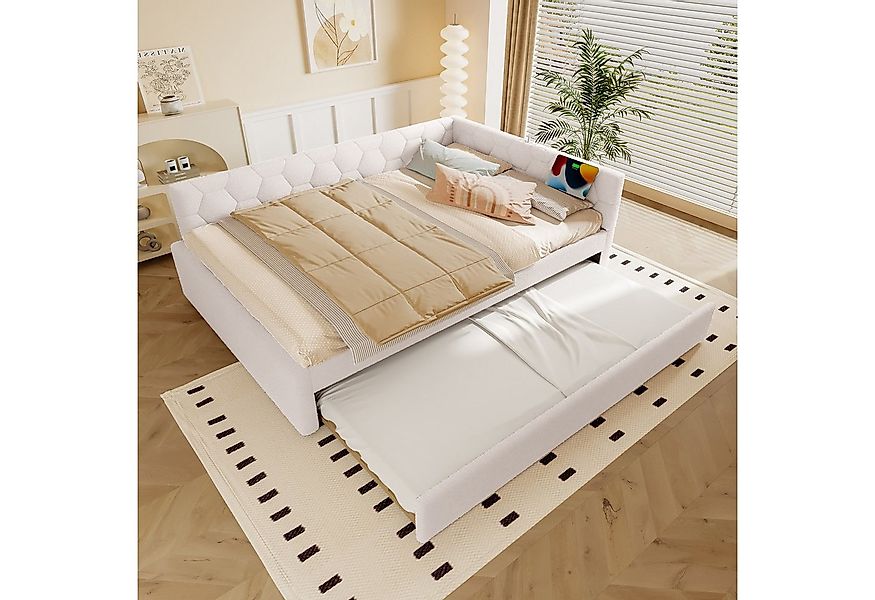 Flieks Daybett, Polsterbett Kinderbett 140x200cm mit Ausziehbett 90x190cm, günstig online kaufen