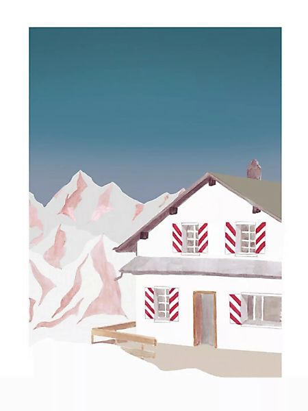 Poster / Leinwandbild - Mantika Mountain Love Berghütte günstig online kaufen