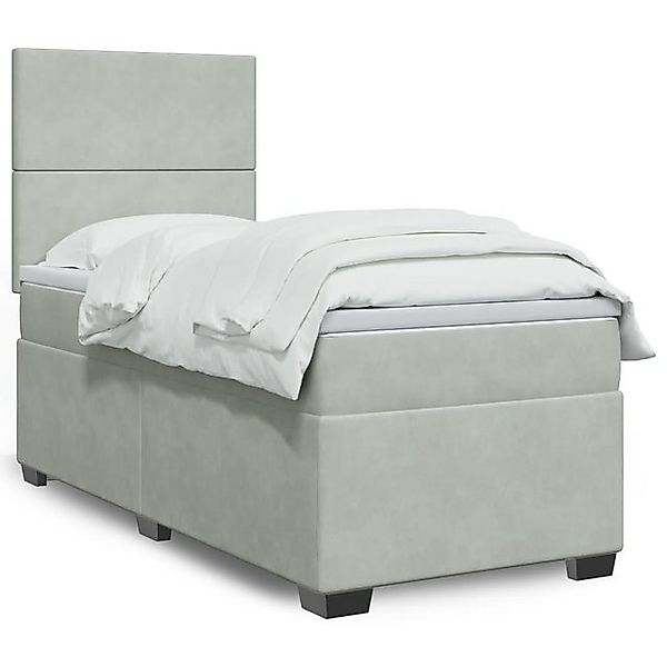 vidaXL Boxspringbett, Boxspringbett mit Matratze Hellgrau 80x200 cm Samt günstig online kaufen