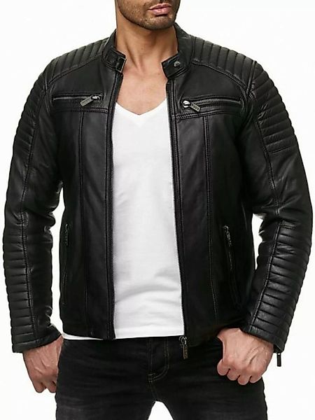 RedBridge Lederimitatjacke Urban Bikerjacke Steppjacke Kunstleder Schwarz 4 günstig online kaufen