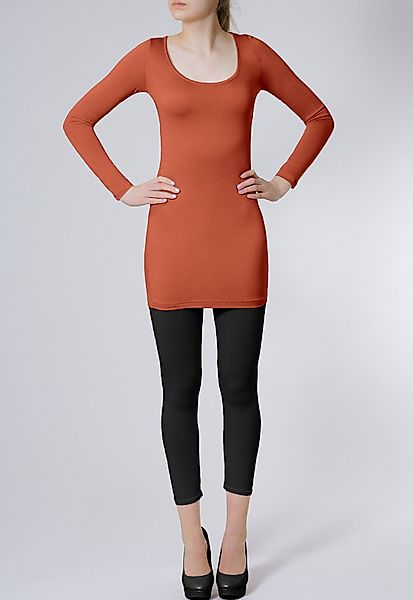 Caspar Langarmshirt MUSE SRT012 langes Damen Basic Shirt günstig online kaufen