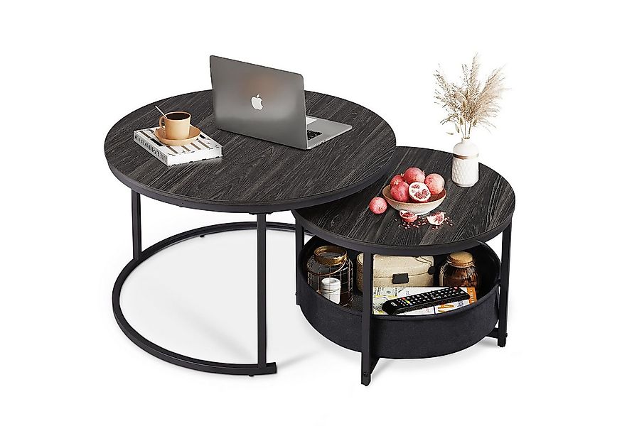 WLIVE Couchtisch Couchtisch 2er‑Satztisch rund mit Stauraum, (Beistelltisch günstig online kaufen