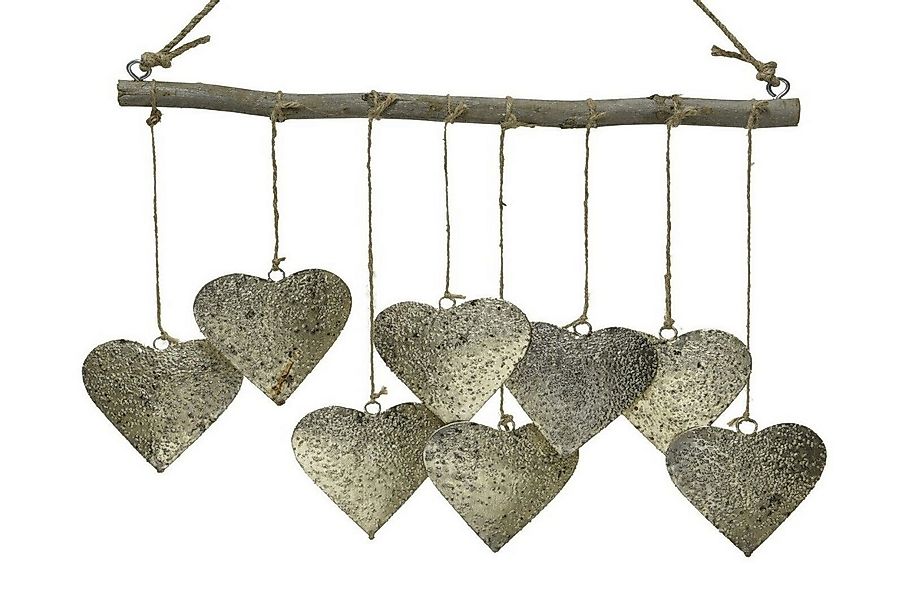 Kaemingk Hängedekoration Mangoholz Herz Hänger mit 8 Eisenherzen Windspiel günstig online kaufen