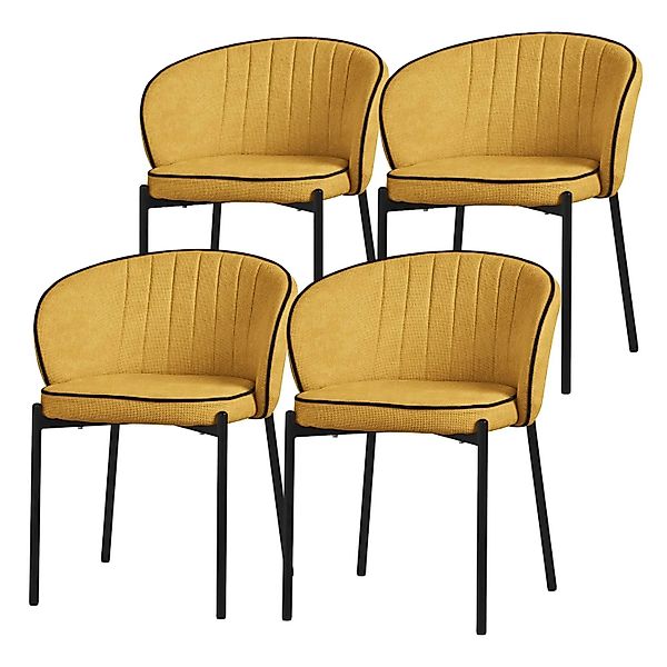 ML-Design Esszimmerstühle 4Er Set Senf mit Stoffbezug & Metallbeinen günstig online kaufen