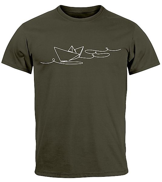 Neverless Print-Shirt Herren T-Shirt Boot Polygon Papier-Schiff Origami Auf günstig online kaufen