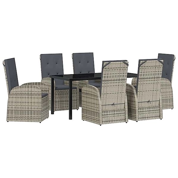 vidaXL Garten Essgruppe mit Kissen 7-Tlg Grau Poly Rattan 3379482 günstig online kaufen