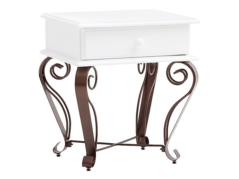 massivum Nachttisch Byzanz Massivholz weiß und Metall (1-St) günstig online kaufen