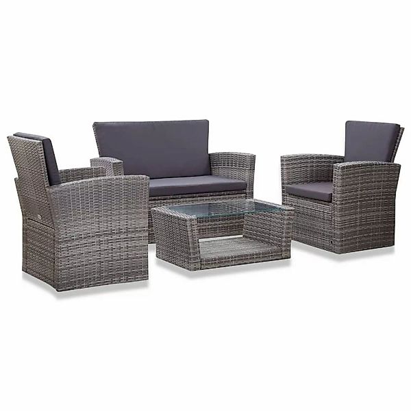 vidaXL Gartenlounge-Set 4-tlg. Garten-Lounge-Set mit Kissen günstig online kaufen