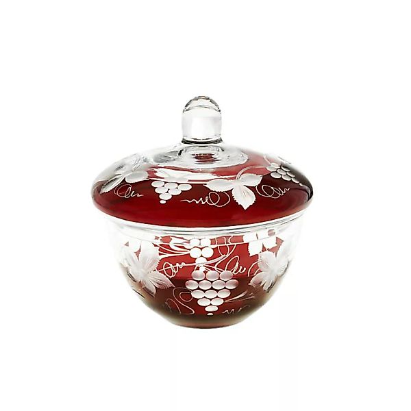 Dose mit Deckel Red Queen 14,5 cm, Weinrot, aus Glas günstig online kaufen