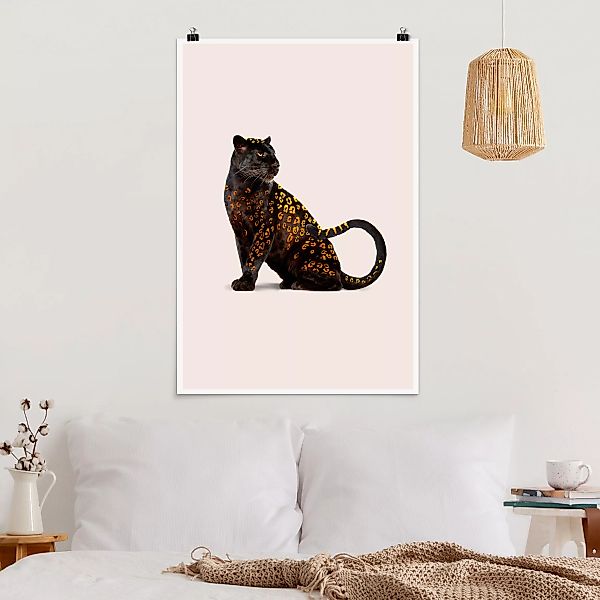 Poster Tiere - Hochformat Goldener Panther günstig online kaufen
